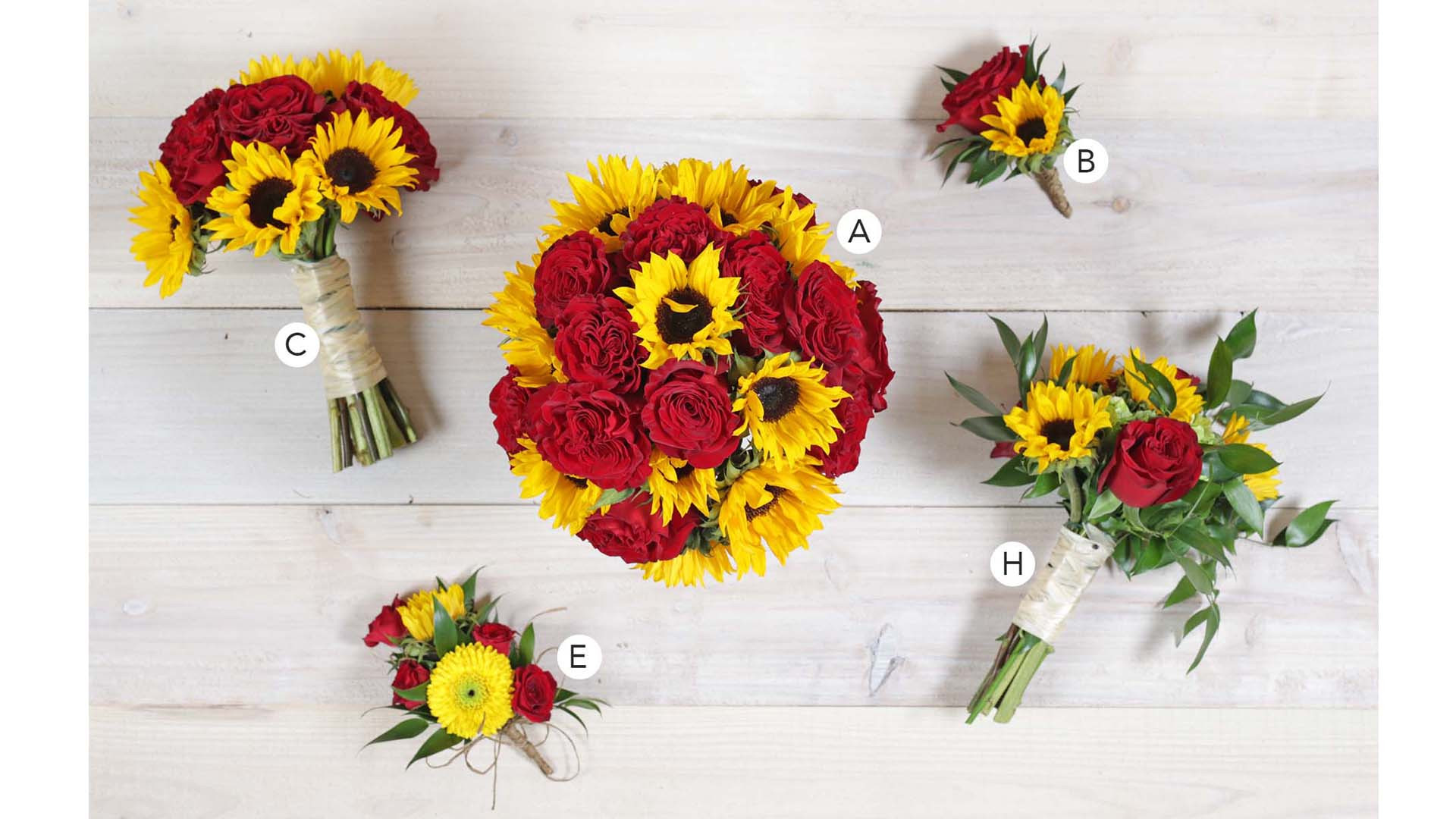 sunflower red rose wedding